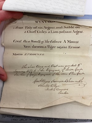 Lot 93 - The Wynyard family Pedigree and Armorial bearings, mostly 18th century and later.