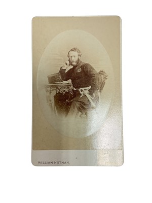 Lot 95 - General E. G. Wynyard, Grenadier Guards, silver Sovereign case with E.G.W. monogram, two watch cock brooches and cabinet photograph of the illustrious Officer, inscibed on reverse.