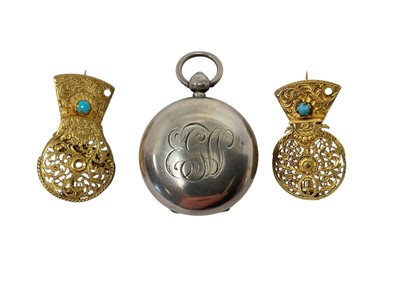 Lot 95 - General E. G. Wynyard, Grenadier Guards, silver Sovereign case with E.G.W. monogram, two watch cock brooches and cabinet photograph of the illustrious Officer, inscibed on reverse.
