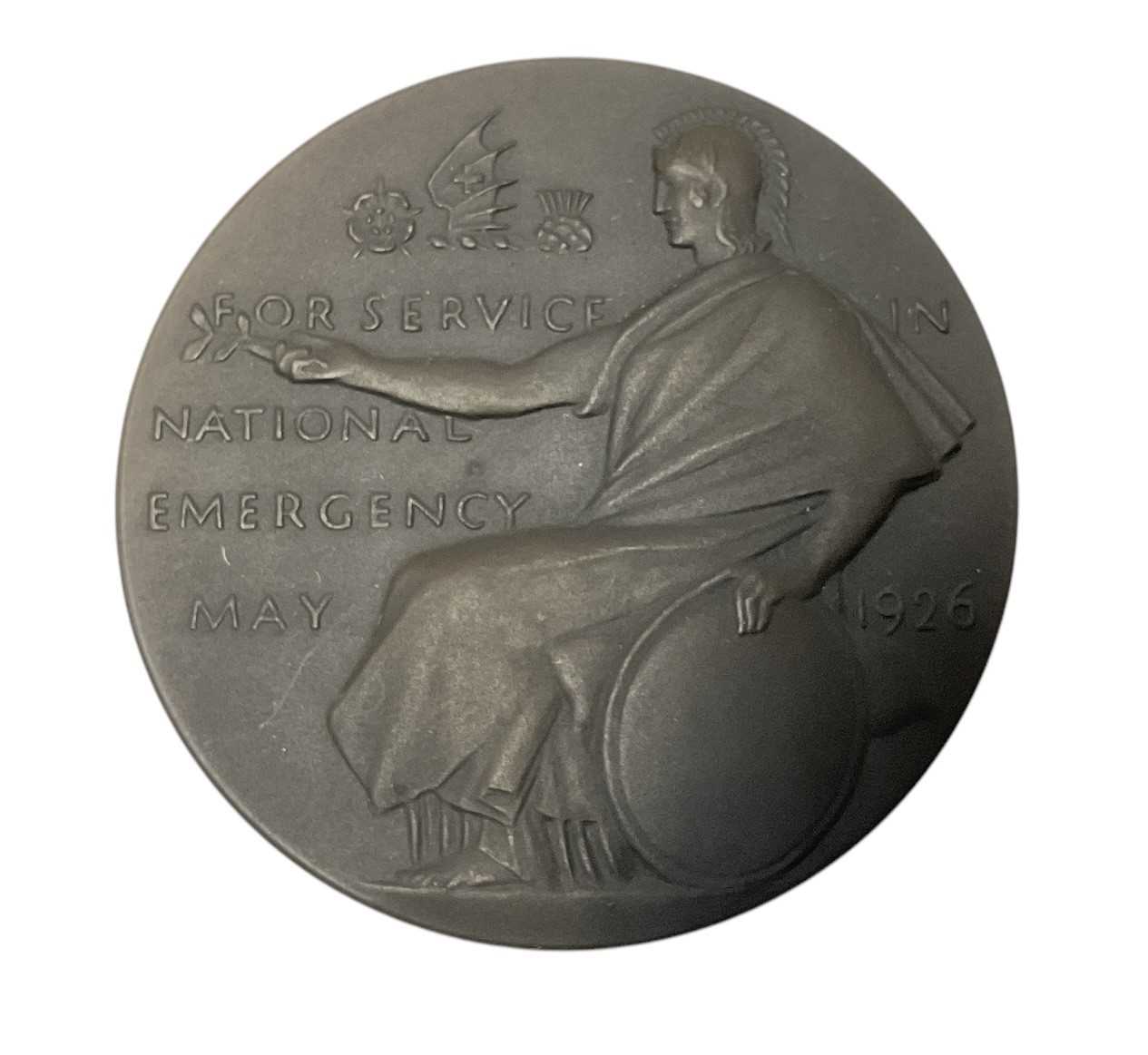 Lot 106 - Bronze London Midland & Scottish railway 1926 General Strike medal / medallion in box of issue.