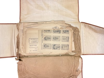 Lot 101 - Victorian military tin uniform trunk containing bound family Pedigrees for the Wynyard family, Genealogy of. The Family of Boileau de Castelnan, and another for Boileau De Castelnau De La Garde...