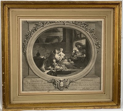 Lot 38 - 18th century French engraving "L'heureuse Fecondité" Nicolas Delaunay after Jean-Honoré Fragonard, circa 1760, F&G