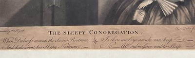 Lot 89 - 18th century hand-coloured mezzotint "The Sleepy Congregation", Corbet after Hogarth c1772 (originally Purcell after Hogarth 1736), F&G