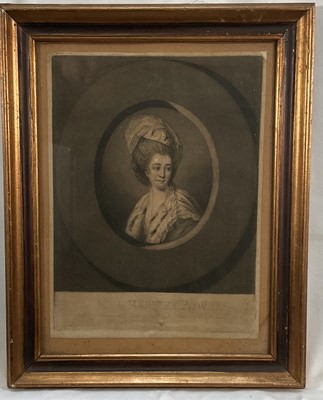 Lot 110 - 18th century mezzotint, Miss Harriet Powell, scratch letter Proof, 27cm x 20cm, glazed frame