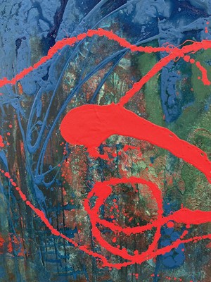 Lot 1223 - Jeremy Fraser (b.1941) acrylic on canvas - Unitled I, signed and dated '15 verso, unframed, 102cm x 92cm