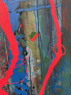 Lot 1223 - Jeremy Fraser (b.1941) acrylic on canvas - Unitled I, signed and dated '15 verso, unframed, 102cm x 92cm