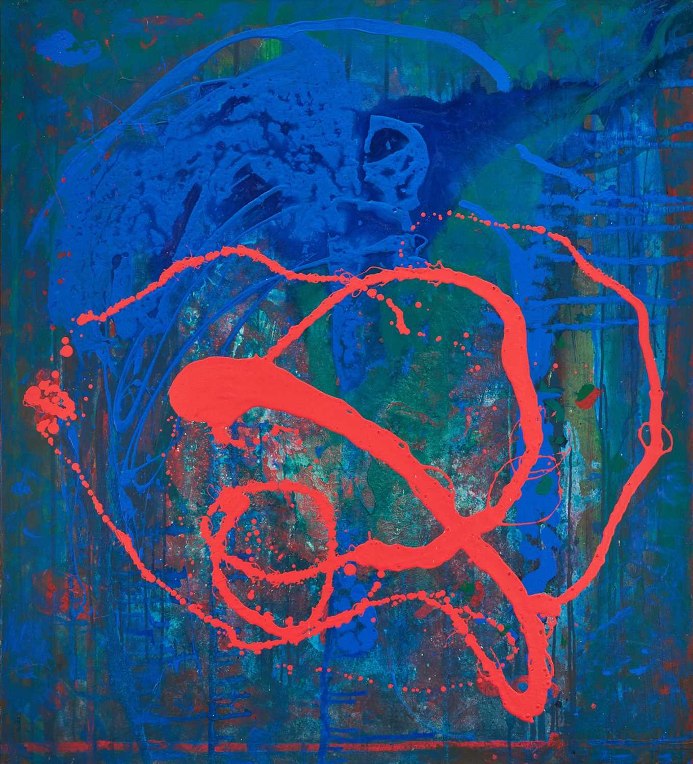 Lot 1223 - Jeremy Fraser (b.1941) acrylic on canvas - Unitled I, signed and dated '15 verso, unframed, 102cm x 92cm