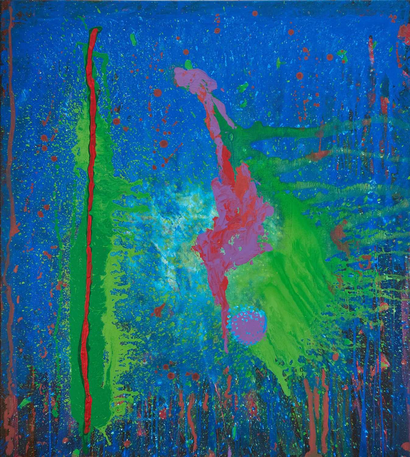 Lot 1224 - Jeremy Fraser (b.1941) acrylic on canvas - Unitled II, signed and dated '15 verso, unframed, 102cm x 92cm