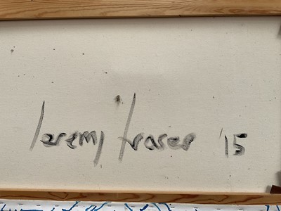 Lot 1224 - Jeremy Fraser (b.1941) acrylic on canvas - Unitled II, signed and dated '15 verso, unframed, 102cm x 92cm
