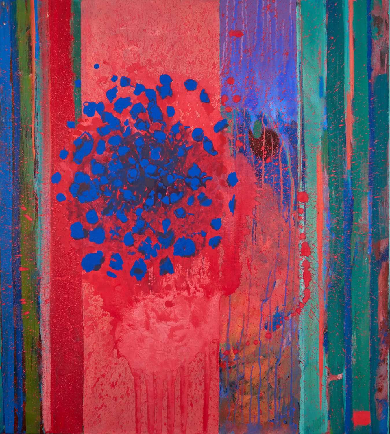 Lot 1225 - Jeremy Fraser (b.1941) acrylic on canvas - Unitled III, signed and dated '15 verso, unframed, 102cm x 92cm