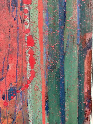 Lot 1225 - Jeremy Fraser (b.1941) acrylic on canvas - Unitled III, signed and dated '15 verso, unframed, 102cm x 92cm