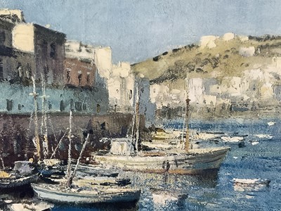 Lot 1212 - Edward Seago (1910-1974) signed lithograph - The Port of Pinza, published by Frost & Reed 1960, blindtamp lower left, 49cm x 66cm, in glazed frame