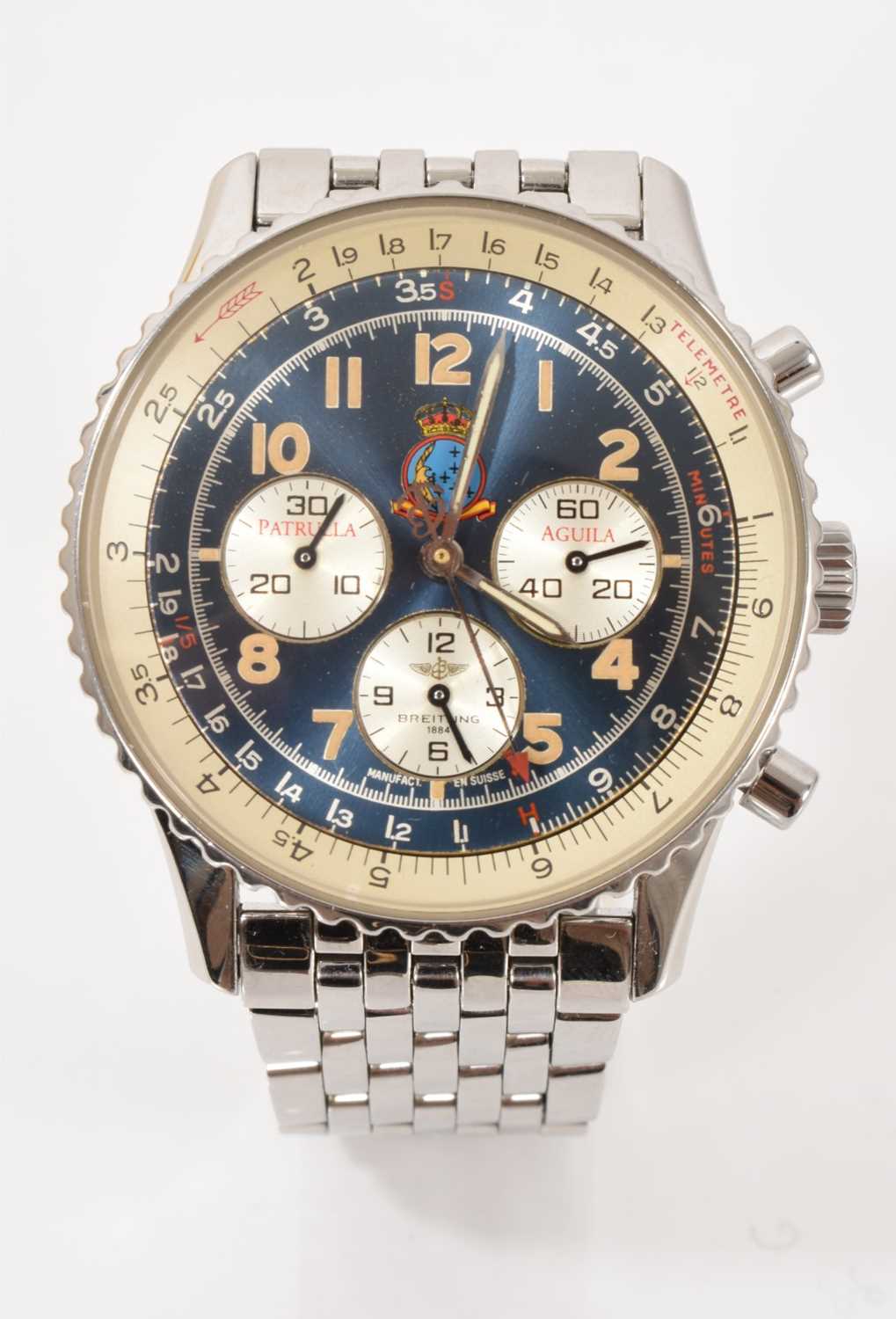 Lot 703 - Breitling watch made for Spanish airforce acrobatics team, limited to 1000, with travelling case and associated box and papers