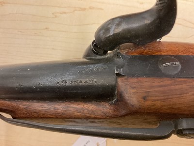 Lot 154 - Fine Victorian percussion Customs-type belt pistol retaining most original finish, Crowned VR 1855 dated Tower lock, 15cm barrel with Ordanence marks and steel swivel ramrod, walnut stock with b...