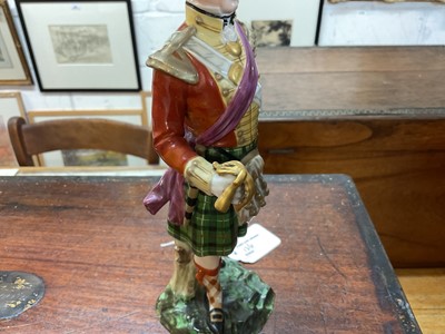 Lot 136 - Two good quality Dresden porcelain figures of British Napoleonic period Officers , entitled ' Coldstream Guards Officer Field Order 1815' 28cm and ' Seaforth Highlander To commemorate the centena...