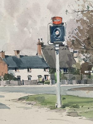 Lot 19 - Stanley Orchart (1920-2005) watercolour - Chelveston Village, signed and dated '74, 35cm x 50cm, in glazed gilt frame