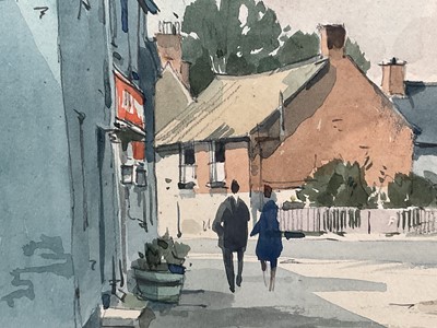 Lot 19 - Stanley Orchart (1920-2005) watercolour - Chelveston Village, signed and dated '74, 35cm x 50cm, in glazed gilt frame