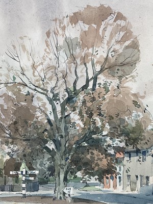 Lot 19 - Stanley Orchart (1920-2005) watercolour - Chelveston Village, signed and dated '74, 35cm x 50cm, in glazed gilt frame