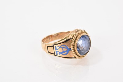 Lot 663 - Gold, enamel and gem set 'bishop' ring