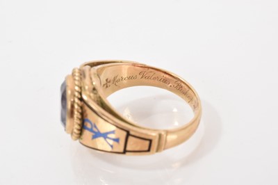 Lot 663 - Gold, enamel and gem set 'bishop' ring