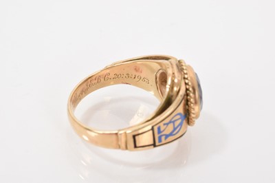 Lot 663 - Gold, enamel and gem set 'bishop' ring
