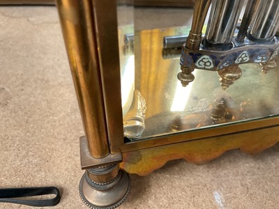 Lot 633 - Good quality Early 20th century French champlevé enamel inlaid gilt brass four glass mantel clock with French movement and mercury adjustable pendulum, 35.5cm