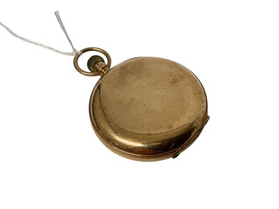 Lot 714 - 1920s 9ct gold half hunter pocket watch with Swiss button-wind movement by Syren, in 9ct gold case, Chester 1922.