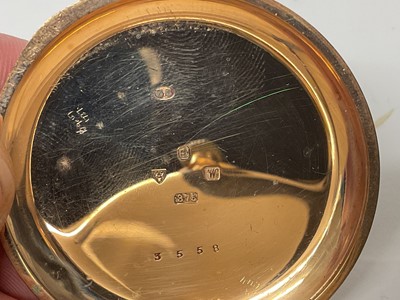 Lot 714 - 1920s 9ct gold half hunter pocket watch with Swiss button-wind movement by Syren, in 9ct gold case, Chester 1922.