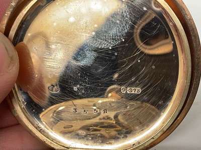 Lot 714 - 1920s 9ct gold half hunter pocket watch with Swiss button-wind movement by Syren, in 9ct gold case, Chester 1922.