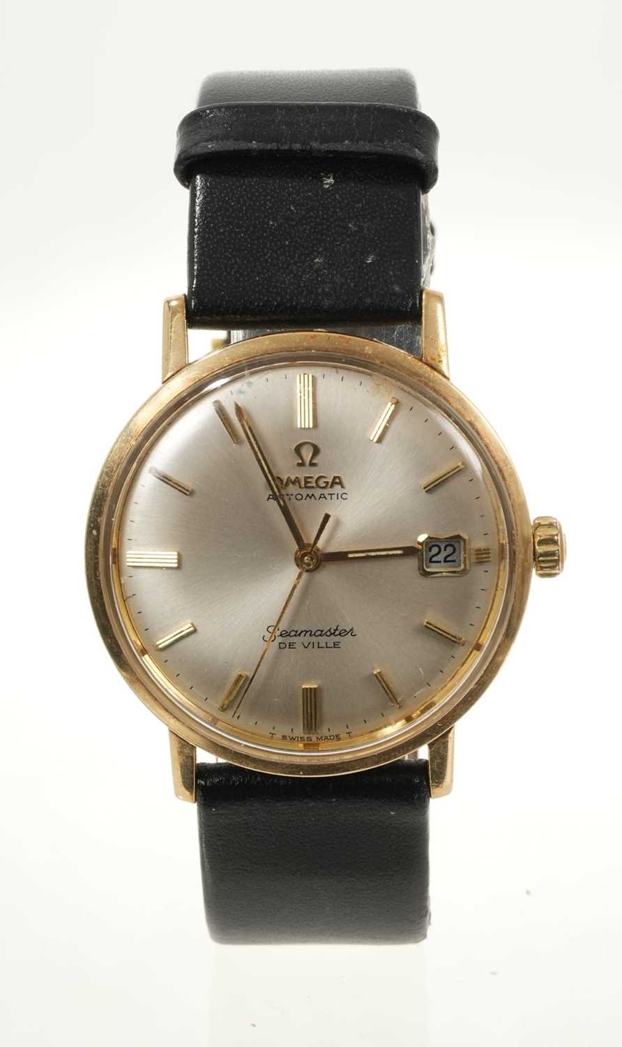 Lot 683 - 1960s gentlemen's Omega Automatic Seamaster De Ville 9ct gold wristwatch on leather strap
