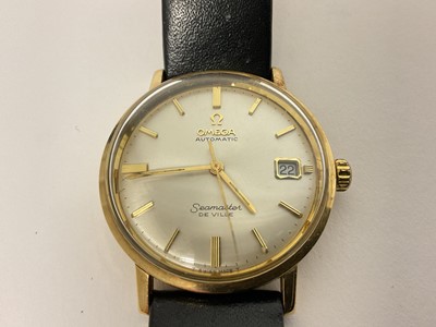 Lot 683 - 1960s gentlemen's Omega Automatic Seamaster De Ville 9ct gold wristwatch on leather strap