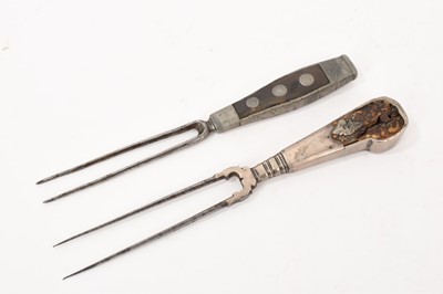 Lot 976 - Two 18th century German steel and horn forks
