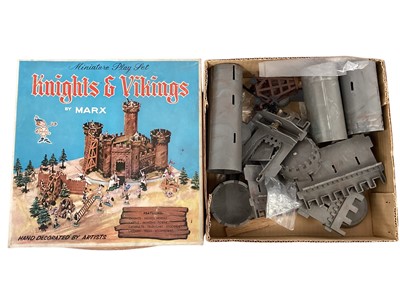 Lot 1877 - Louis Marx & Co Sir Roland Silver Knight (constructed), boxed 2080 & Sir Cedric empty box, plus Mike Hazard double agent box with some accessories, Chief Cherokee accessories & Minia...