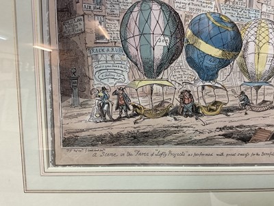 Lot 993 - George Cruikshank (1789-1856) hand coloured etching - 'A Scene in the Farce of "Lofty Projects"...', published July 17th 1825 by G. Humphrey, BM 14787, 26cm x 37cm, in glazed frame
