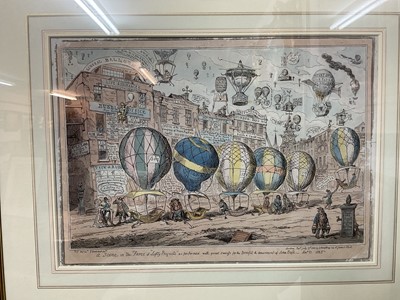 Lot 993 - George Cruikshank (1789-1856) hand coloured etching - 'A Scene in the Farce of "Lofty Projects"...', published July 17th 1825 by G. Humphrey, BM 14787, 26cm x 37cm, in glazed frame