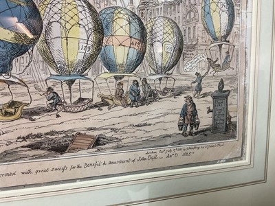 Lot 993 - George Cruikshank (1789-1856) hand coloured etching - 'A Scene in the Farce of "Lofty Projects"...', published July 17th 1825 by G. Humphrey, BM 14787, 26cm x 37cm, in glazed frame
