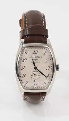 Lot 696 - Longines Evidenza Automatic wristwatch on brown alligator leather strap