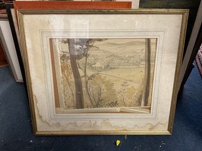 Lot 179 - Geoffrey Robinson, watercolour, View from quarry woods towards the Thames, 25 x 35cm, glazed frame