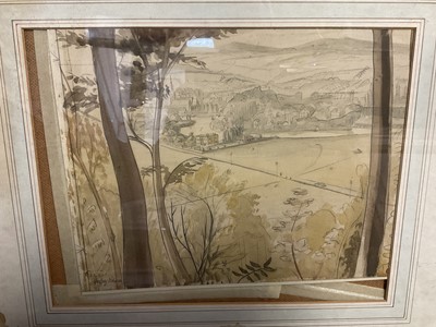 Lot 179 - Geoffrey Robinson, watercolour, View from quarry woods towards the Thames, 25 x 35cm, glazed frame