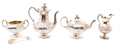 Lot 411 - Victorian silver four piece tea and coffee set