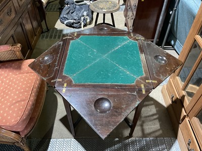 Lot 69 - Late Victorian inlaid rosewood envelope top card table, 55.5cm x 73cm high