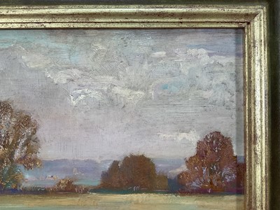 Lot 917 - *John Millar Watt (1895-1975) oil on board, Langham Church, 25cm x 32cm, in gilt frame