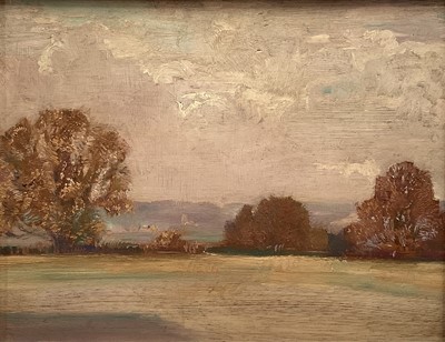Lot 917 - *John Millar Watt (1895-1975) oil on board, Langham Church, 25cm x 32cm, in gilt frame