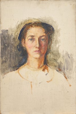 Lot 914 - *John Millar Watt (1895-1975) oil on canvas, laid down onto panel, portrait of Mary Millar Watt