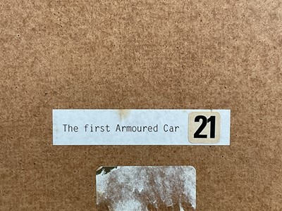 Lot 930 - *John Millar Watt (2895-1975) mixed media, World War I battle scene with armoured car. NB: The armoured car is believed to have been designed by Millar Watt's uncle Alec Watt, a naval architect i...
