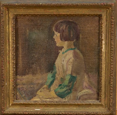 Lot 919 - *John Millar Watt (1895-1975) oil on board, Portrait of Mary at the age of six