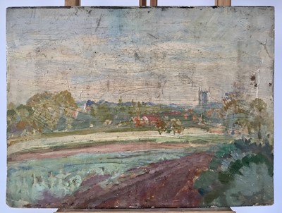 Lot 921 - *John Millar Watt (1895-1975) oil on panel - Dedham Landscape, 30.5cm x 40.5cm, unframed