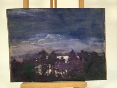 Lot 928 - *Amy Millar Watt (1900-1956) oil on panel - Fiery sky over Carbis Bay, St Ives, together with three further oil sketches by the same hand