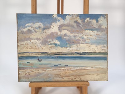 Lot 928 - *Amy Millar Watt (1900-1956) oil on panel - Fiery sky over Carbis Bay, St Ives, together with three further oil sketches by the same hand