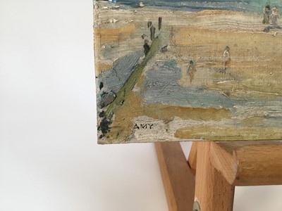 Lot 928 - *Amy Millar Watt (1900-1956) oil on panel - Fiery sky over Carbis Bay, St Ives, together with three further oil sketches by the same hand